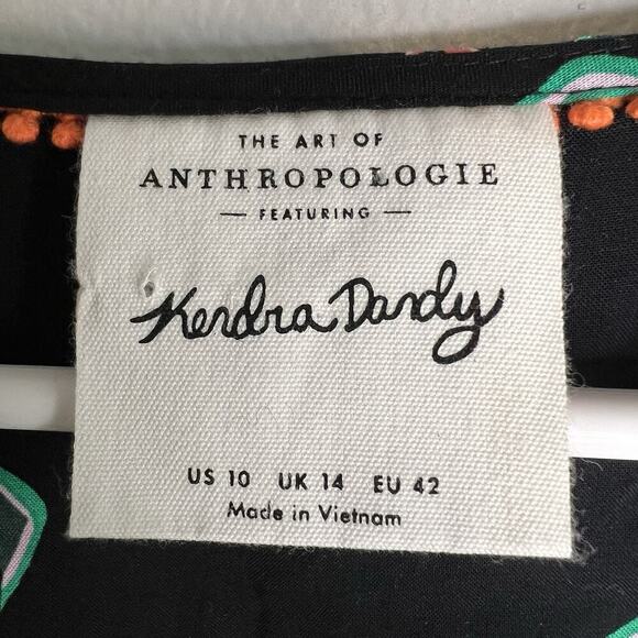 Anthropologie Womens Kendra Dandy Dreamer Button Down Shirt Sz 10 Green Black - Picture 7 of 16